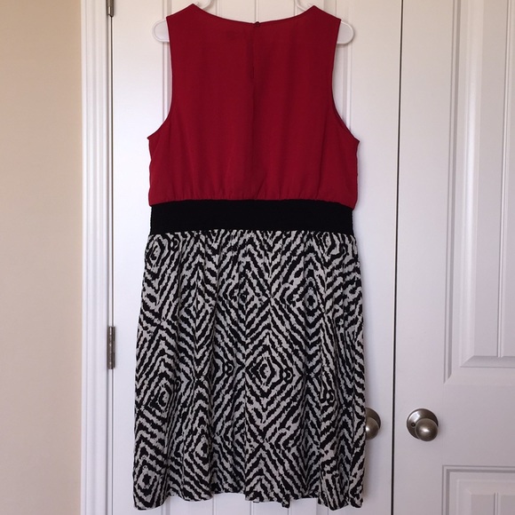 [The Loft] Red Black White Sleeveless Dress - Picture 2 of 6